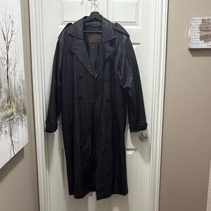 Men's Black Leather Trench Coat